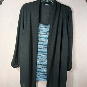 Elementz Black Lightweight Cardigan W/ Built In Blue/Black/White Shirt Size XL